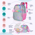 Eazy Kids – Girl Power School Bag Set w/ Stainless Steel Water Bottle – Pink