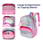 Eazy Kids – Girl Power School Bag Set w/ Stainless Steel Water Bottle – Pink