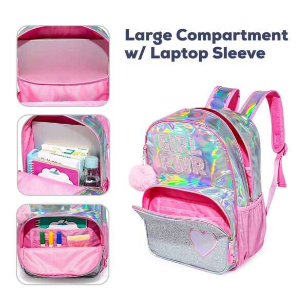 Eazy Kids – Girl Power School Bag Set w/ Stainless Steel Water Bottle – Pink