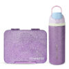 Eazy Kids – Convertible Bento Lunch Box w/ Glitter Stainless Steel Water Bottle 720ml – Glitter Purple