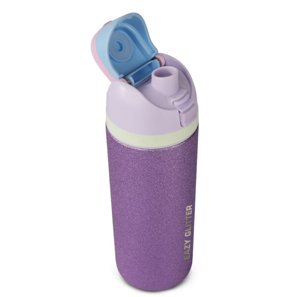 Eazy Kids – Convertible Bento Lunch Box w/ Glitter Stainless Steel Water Bottle 720ml – Glitter Purple