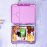 Eazy Kids – Convertible Bento Lunch Box w/ Glitter Stainless Steel Water Bottle 720ml – Glitter Purple