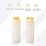 Hydrobrew – Bento Lunch Box 1.74L w/ Steel Food Jar & Sip Switch Water Bottle 1000ml | Leakproof Meal Box – Dinosaurs Grey