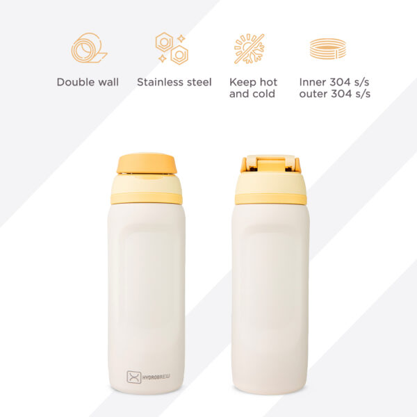 Hydrobrew – Bento Lunch Box 1.74L w/ Steel Food Jar & Sip Switch Water Bottle 1000ml | Leakproof Meal Box – Dinosaurs Grey