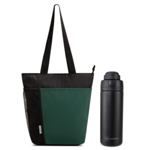 Hydrobrew – Lunch Bag w/ 720ml Insulated Water Bottle | Spacious Tote Bag w/ Stainless Steel Bottle – Olive