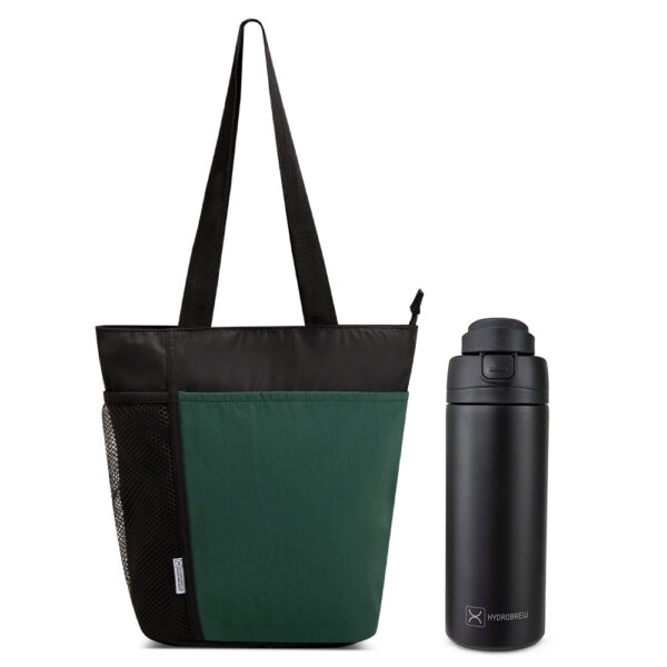 Hydrobrew – Lunch Bag w/ 720ml Insulated Water Bottle | Spacious Tote Bag w/ Stainless Steel Bottle – Olive