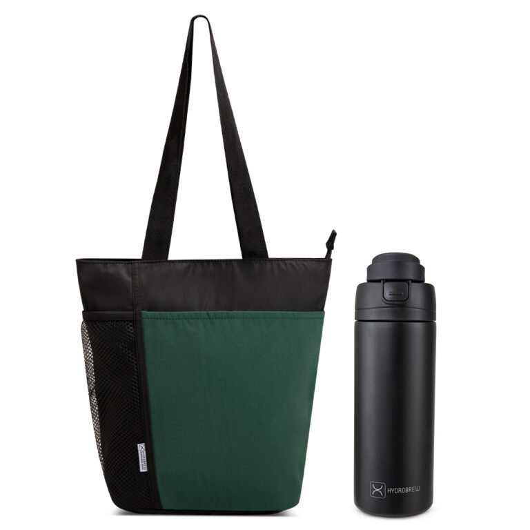 Hydrobrew - Lunch Bag w/ 720ml Insulated Water Bottle | Spacious Tote Bag w/ Stainless Steel Bottle – Olive