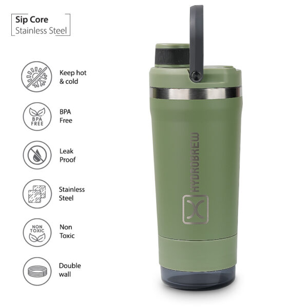 Hydrobrew – Sip Core 720ml Stainless Steel Bottle w/ Lunch Bag | Insulated Bottle w/ Storage Container – Urban Stone