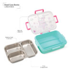 Hydrobrew – Steel Core Bento Lunch Box 750ml w/ Sip Switch Tritan Water Bottle 1000ml | Leakproof 3 Compartment Meal Box –  Teal Spark