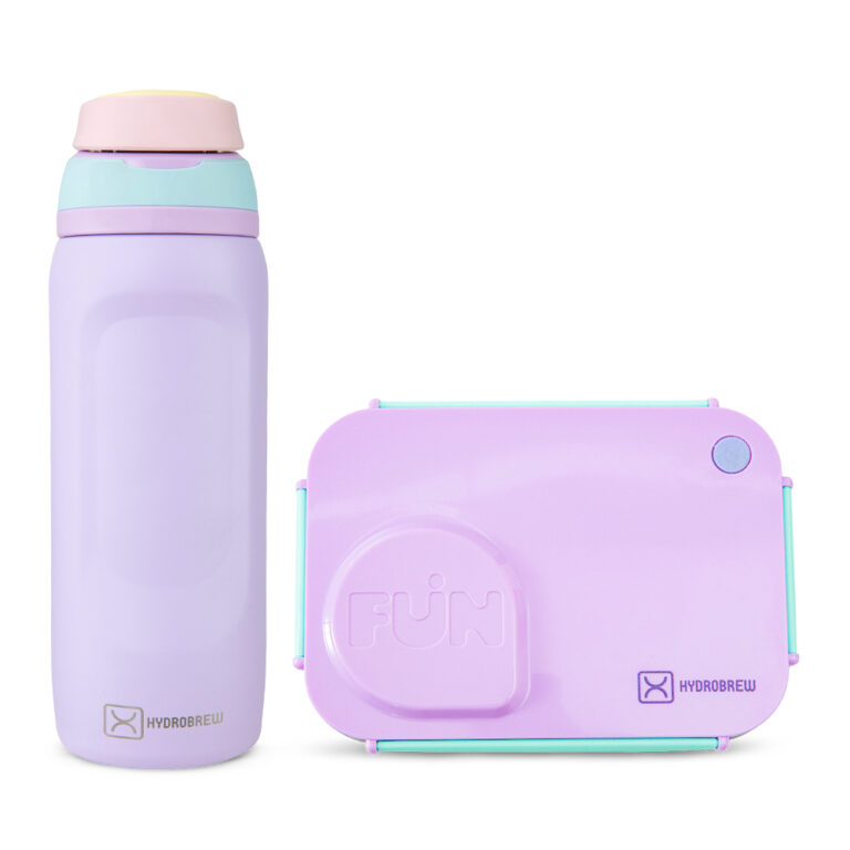 Hydrobrew - Steel Core Lunch Box 750ml w/ Food Jar & Sip Switch Water Bottle 1000ml | Stainless Steel Leakproof Meal Box – Berry Cream