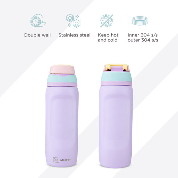 Hydrobrew – Steel Core Lunch Box 750ml w/ Food Jar & Sip Switch Water Bottle 1000ml | Stainless Steel Leakproof Meal Box – Berry Cream