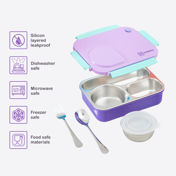 Hydrobrew – Steel Core Lunch Box 750ml w/ Food Jar & Sip Switch Water Bottle 1000ml | Stainless Steel Leakproof Meal Box – Berry Cream
