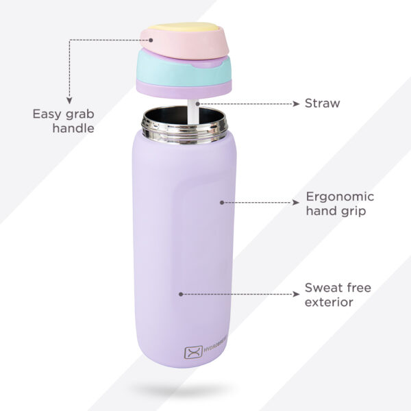 Hydrobrew – Steel Core Lunch Box 750ml w/ Food Jar & Sip Switch Water Bottle 1000ml | Stainless Steel Leakproof Meal Box – Berry Cream