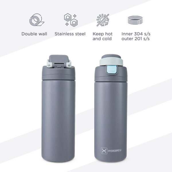 Hydrobrew – Steel Core Bento Lunch Box 839ml w/ Lunch Bag & Bottle – Leakproof Meal Set Graphite