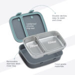 Hydrobrew – Steel Core Bento Lunch Box 839ml w/ Lunch Bag & Bottle – Leakproof Meal Set Graphite