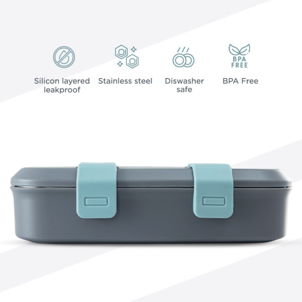 Hydrobrew – Steel Core Bento Lunch Box 839ml w/ Lunch Bag & Bottle – Leakproof Meal Set Graphite