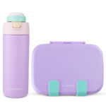 Hydrobrew – Steel Core Bento Lunch Box 839ml w/ SipSwitch Insulated Water Bottle 720ml | Stainless Steel Leakproof Meal Box – Orchid Mist