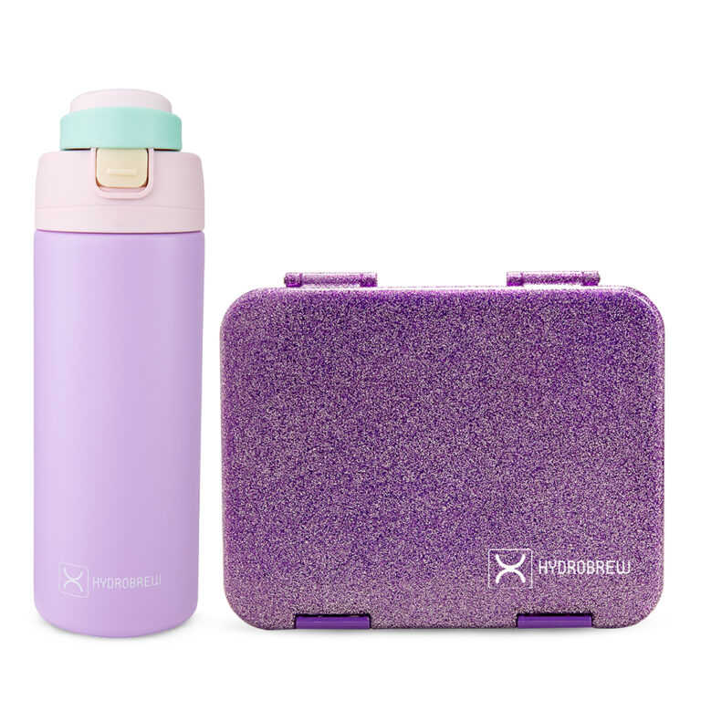 Hydrobrew - Sparkle Bento Lunch Box w/ SipSwitch Insulated Water Bottle 720ml | Tritan Leakproof Meal Box – Berry
