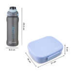 Hydrobrew – Smart Serve Bento Lunch Box 1100ml w/ Sip Switch Tritan Water Bottle 1000ml | 5 Compartment Meal Box – Sky Mist