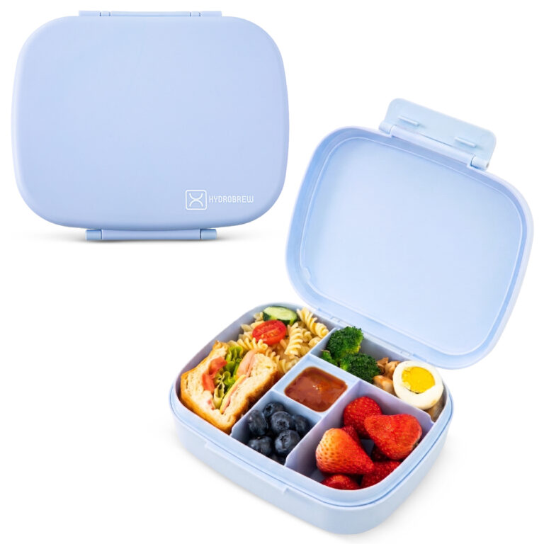 Hydrobrew - Smart Serve Bento Lunch Box 1100ml w/ Sip Switch Tritan Water Bottle 1000ml | 5 Compartment Meal Box – Sky Mist