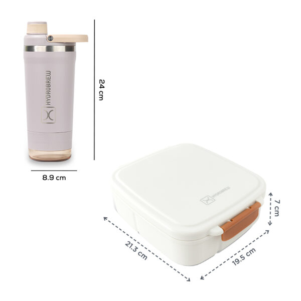 Hydrobrew – Mega Flex Bento Lunch Box 1864ml w/ Sip Core Stainless Steel Bottle 720ml
