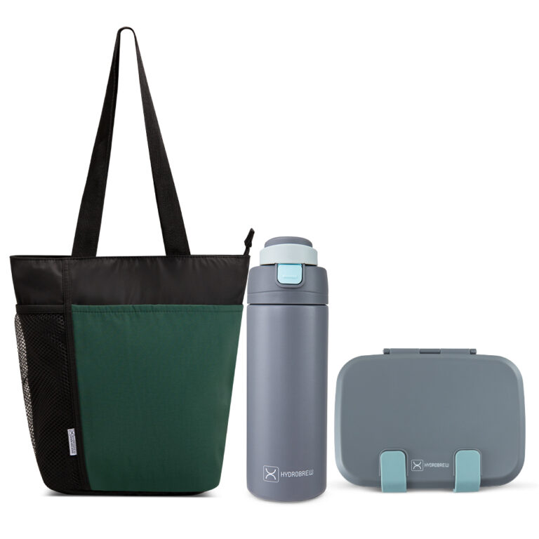 Hydrobrew - Steel Core Bento Lunch Box 839ml w/ Lunch Bag & Bottle – Leakproof Meal Set Graphite