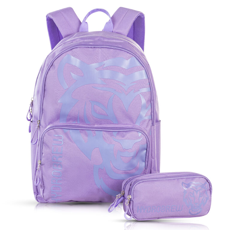 Hydrobrew - 18" Backpack w/ Sip Switch Tritan Water Bottle 1000ml | Laptop Backpack w/ Bottle – Purple