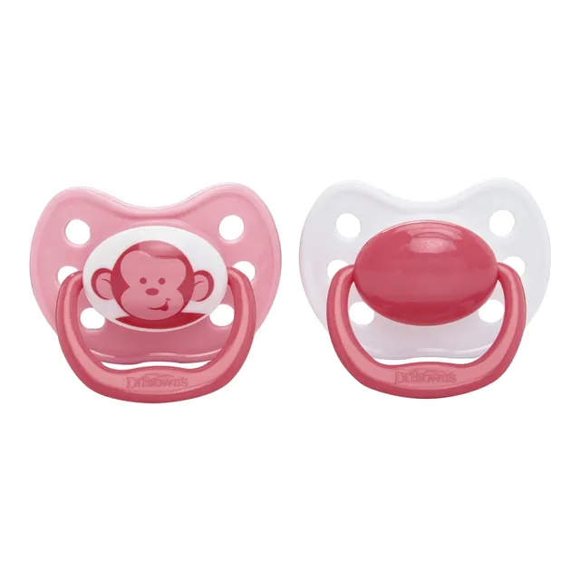 Dr Browns Pink Ortho Classic Stage 2 Shield Pacifier - 6 - 12m - 2pcs