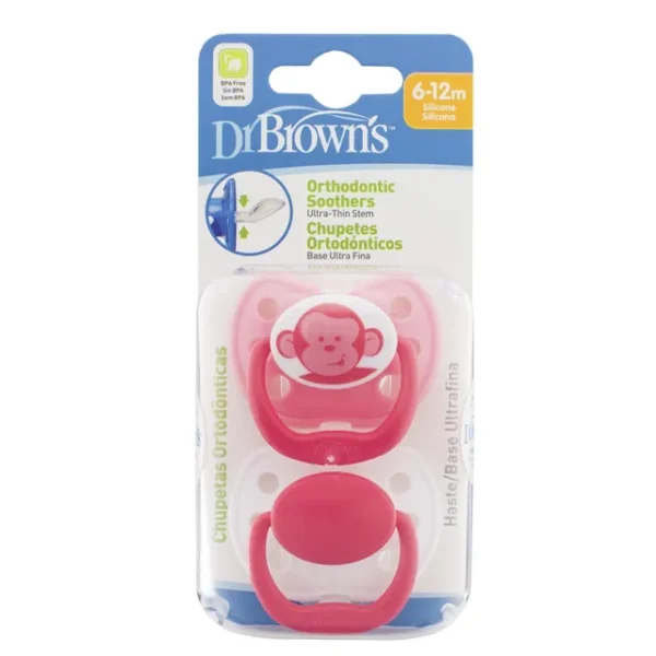 Dr Browns Pink Ortho Classic Stage 2 Shield Pacifier – 6 – 12m – 2pcs