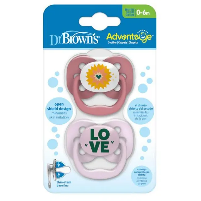 Dr. Browns - Advantage Pacifier - Stage 1 - Pink - Pack of 2