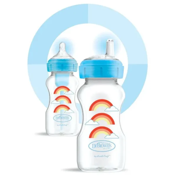 Dr. Browns – PP Wide Neck Options And Blue Rain Bows Feeding Bottle – 270ml