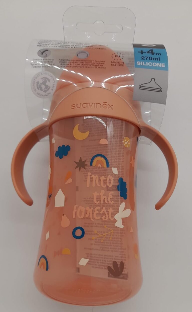 Suavinex Pink Feeding Bottle With Handle Non Spill Spout - +12m