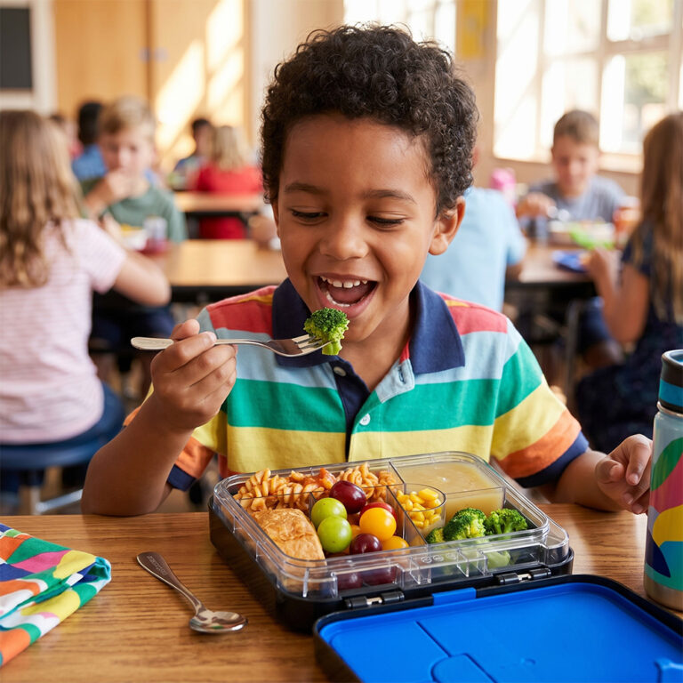 Eazy Kids - 6 & 4 Convertible Bento Lunch Box w/Steel Spoon & Fork Set - Gamer Black