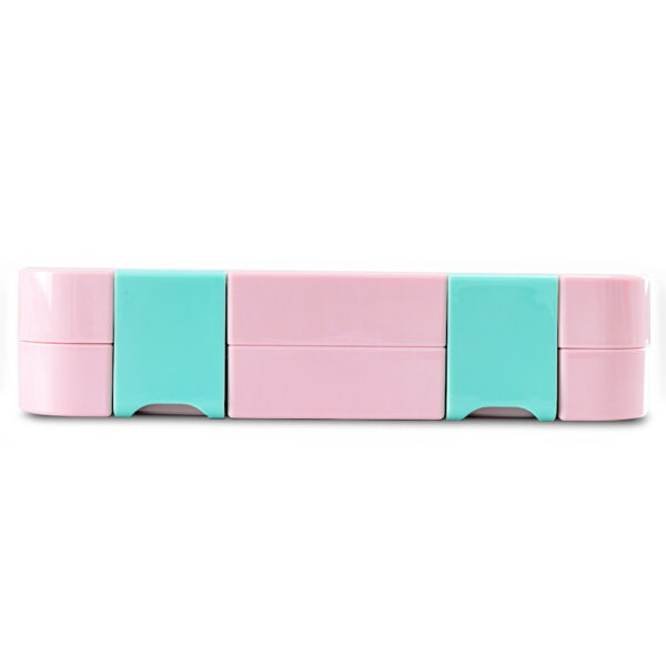 Eazy Kids – 6 & 4 Convertible Bento Lunch Box w/Steel Spoon & Fork Set – Always Believe Pink