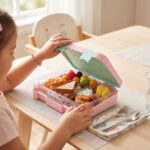 Eazy Kids – 6 & 4 Convertible Bento Lunch Box w/Steel Spoon & Fork Set – Always Believe Pink