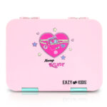 Eazy Kids – 6 & 4 Convertible Bento Lunch Box w/Steel Spoon & Fork Set – Always Believe Pink