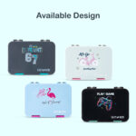 Eazy Kids 4 Compartment Bento Lunch Box – Leakproof BPA Free Food Container for Kids,  Flamingo Aqua