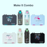 Eazy Kids 4 Compartment Bento Lunch Box – Leakproof BPA Free Food Container for Kids,  Flamingo Aqua
