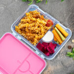 Eazy Kids 4 Compartment Bento Lunch Box – Leakproof BPA Free Food Container for Kids,  Flamingo Aqua