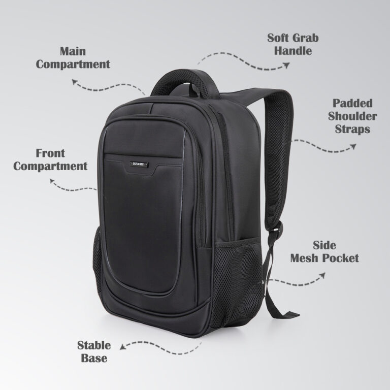 Eazy Kids - 16” Backpack with Laptop Sleeve | Lightweight School & College Bag – Black