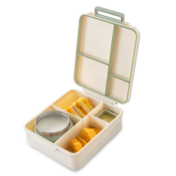 Eazy Kids Jumbo Bento Lunch Box w/Thermos & Dip Jar- Ivory