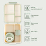 Eazy Kids Jumbo Bento Lunch Box w/Thermos & Dip Jar- Ivory