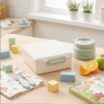 Eazy Kids Jumbo Bento Lunch Box w/Thermos & Dip Jar- Ivory