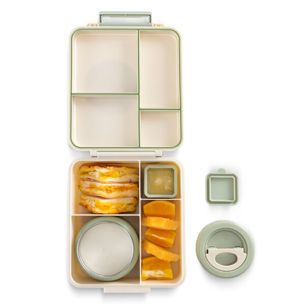 Eazy Kids Jumbo Bento Lunch Box w/Thermos & Dip Jar- Ivory