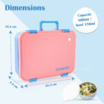 Eazy Kids – Stainless Steel Lunch Box for Kids – 800ml with 150ml Food Jar- Pink