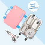 Eazy Kids – Stainless Steel Lunch Box for Kids – 800ml with 150ml Food Jar- Pink