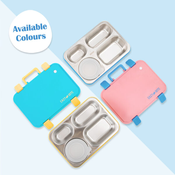 Eazy Kids – Stainless Steel Lunch Box for Kids – 800ml with 150ml Food Jar- Pink