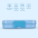 Eazy Kids – Premium Stainless Steel Lunch Box 710ml – Leakproof 3-Compartment Lunch Box for Kids, Blue