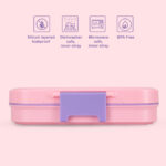 Eazy Kids – Premium Stainless Steel Lunch Box 710ml – Leakproof 3-Compartment Lunch Box for Kids, Pink