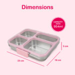 Eazy Kids – Stainless Steel Bento Lunch Box w/ Tritan Lid, Pink